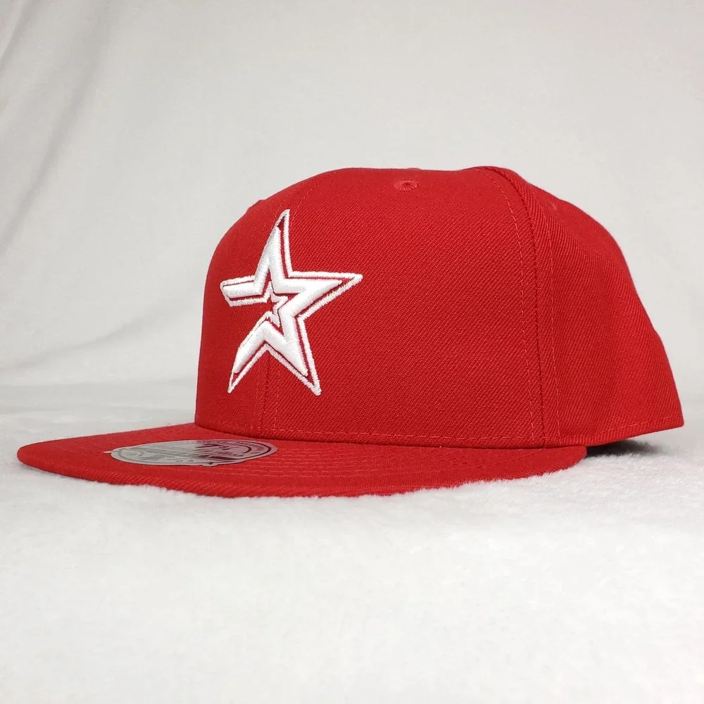 Houston Astros Mitchell & Ness MLB Fitted 7 3/4‎ Liberty Fit Hat Cap Red NWT